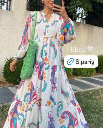 فستان اشيلدا تركي اصلي منقوش 21